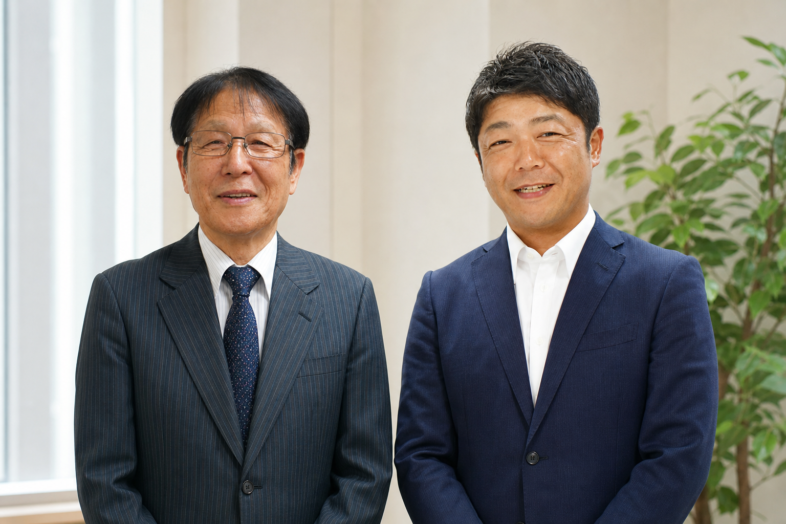 会長とスタッフが笑顔で並び、ご相談をお待ちしている様子
